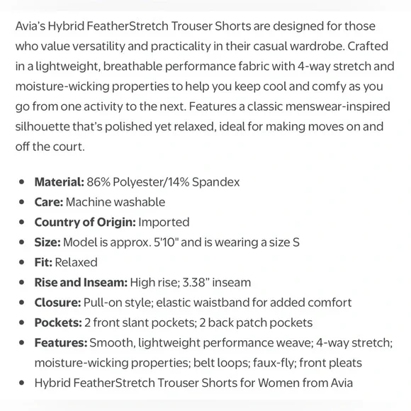 🌟3/$15🌟 Avia Trouser Shorts. Size XL - Picture 3 of 10